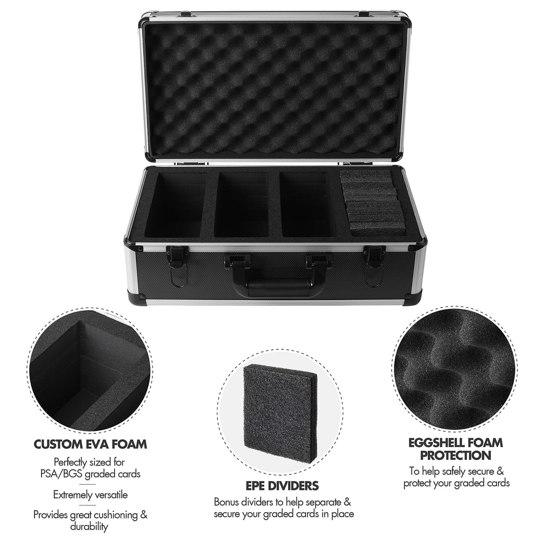 Graded Card Trading Case - 4 Row - Black/Silver - Image 6