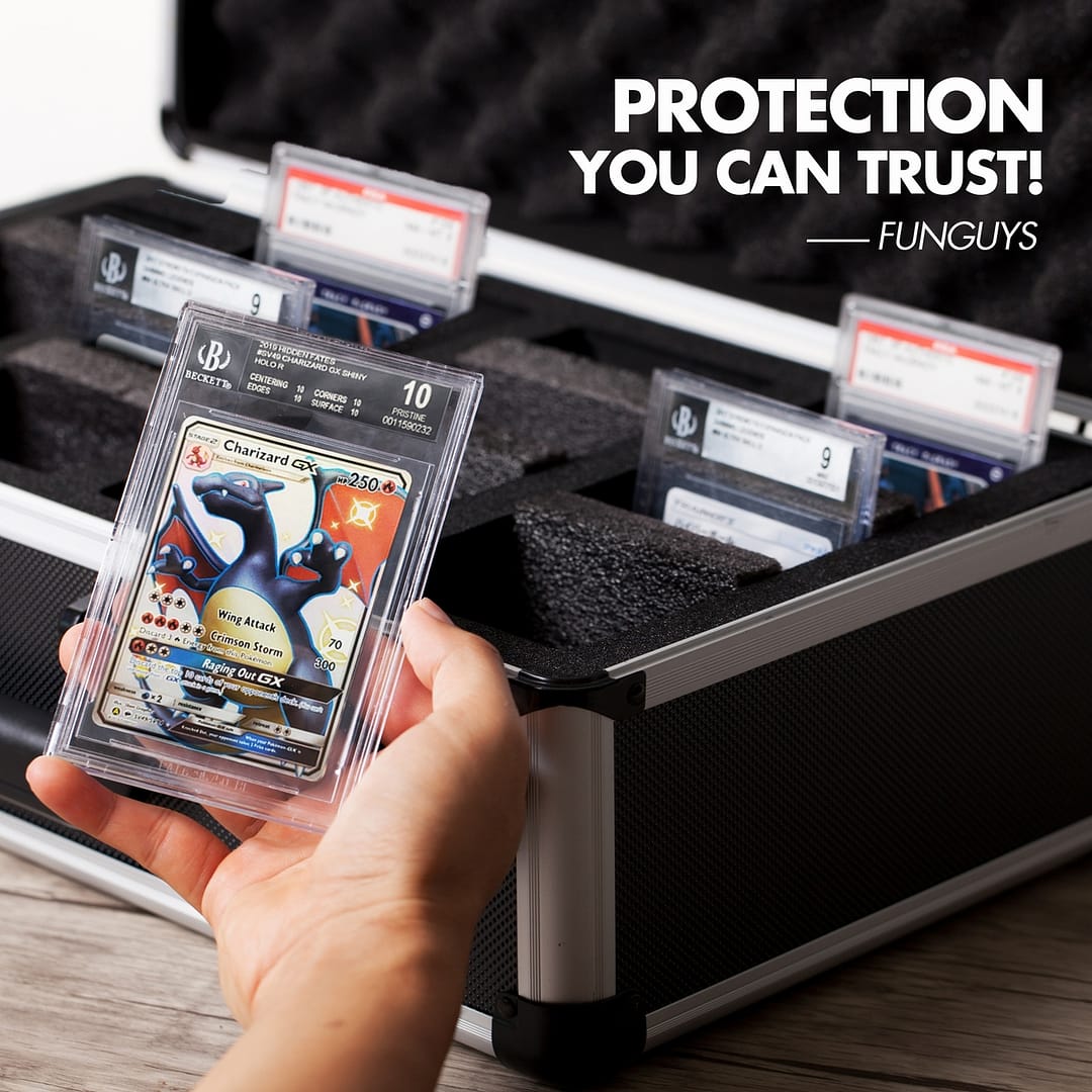 Graded Card Trading Case - 4 Row - Black/Silver - Image 10