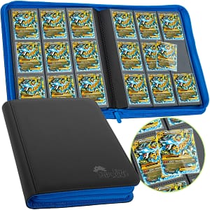 Trading Card 9 Pocket Side-Loading Binder - Black and Blue