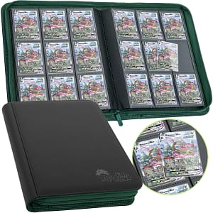 Trading Card 9 Pocket Side-Loading Binder - Black and Green