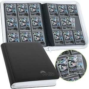 Trading Card 9 Pocket Side-Loading Binder - Black and White