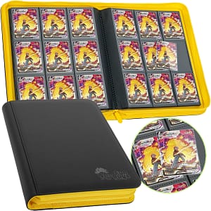 Trading Card 9 Pocket Side-Loading Binder - Black and Yellow