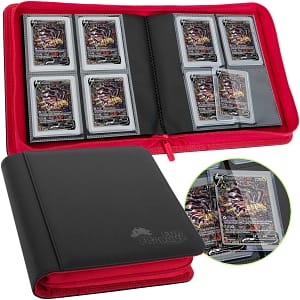 Toploader 4 Pocket Side-Loading Binder - Black and Red