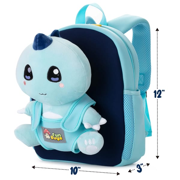 Kawaii Dinosaur Plush Toy and Backpack - Blue T-Rex - Image 2