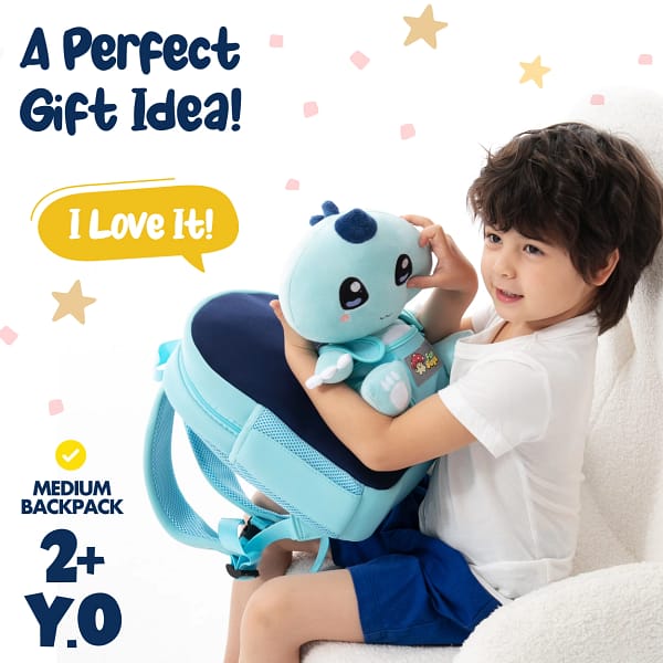 Kawaii Dinosaur Plush Toy and Backpack - Blue T-Rex - Image 4
