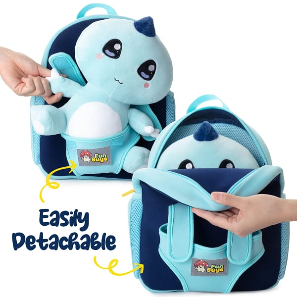 Kawaii Dinosaur Plush Toy and Backpack - Blue T-Rex - Image 5