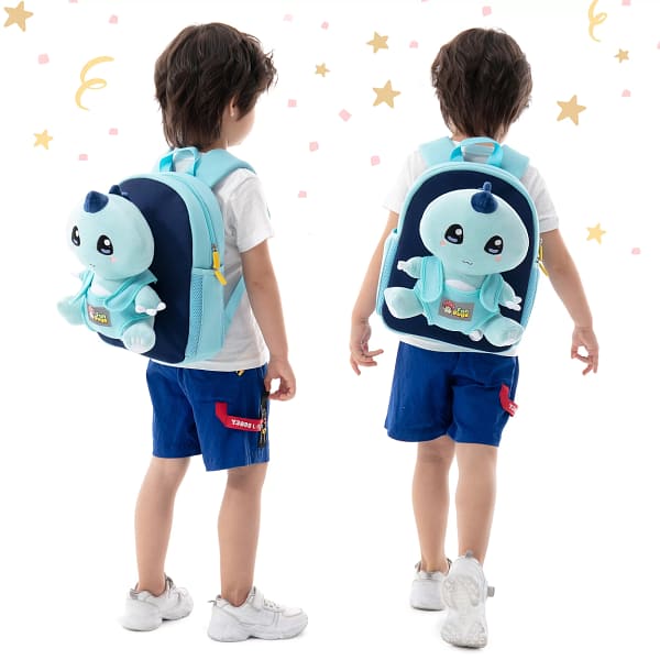 Kawaii Dinosaur Plush Toy and Backpack - Blue T-Rex - Image 7