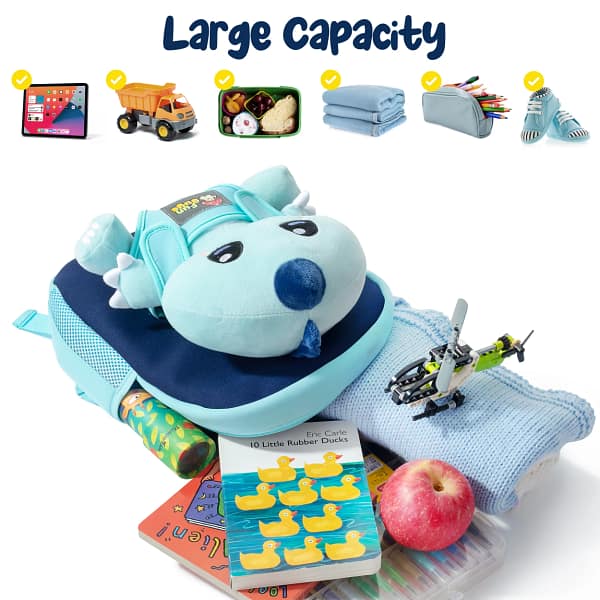 Kawaii Dinosaur Plush Toy and Backpack - Blue T-Rex - Image 8