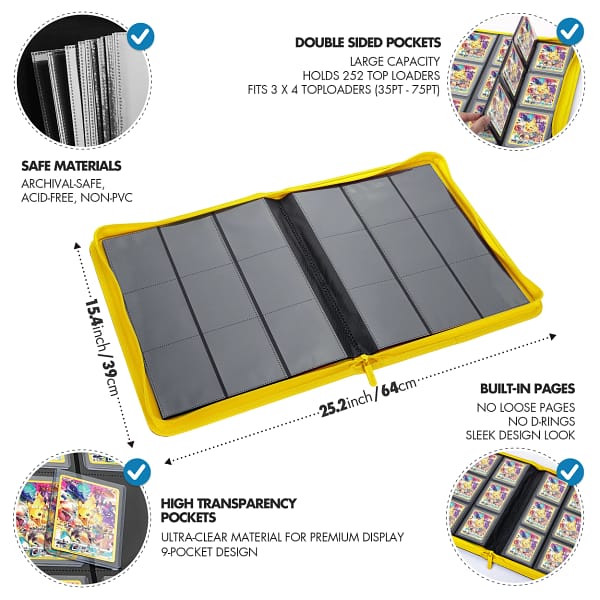 Toploader 9 Pocket Side-Loading Binder - Yellow - Image 4