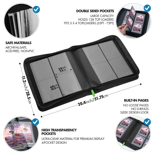 Toploader 4 Pocket Side-Loading Binder - Black - Image 3