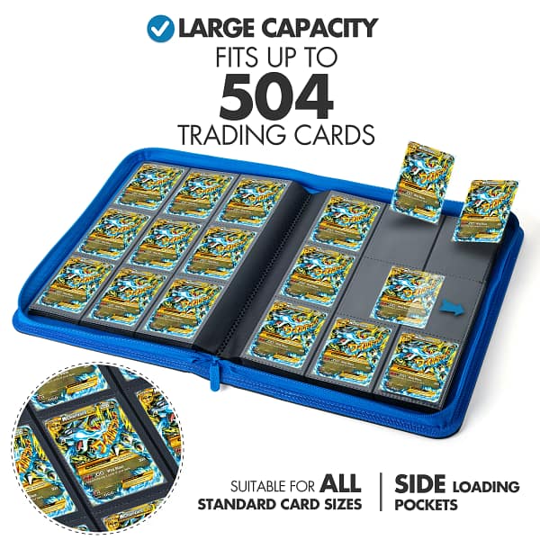 Trading Card 9 Pocket Side-Loading Binder - Black and Blue - Image 2
