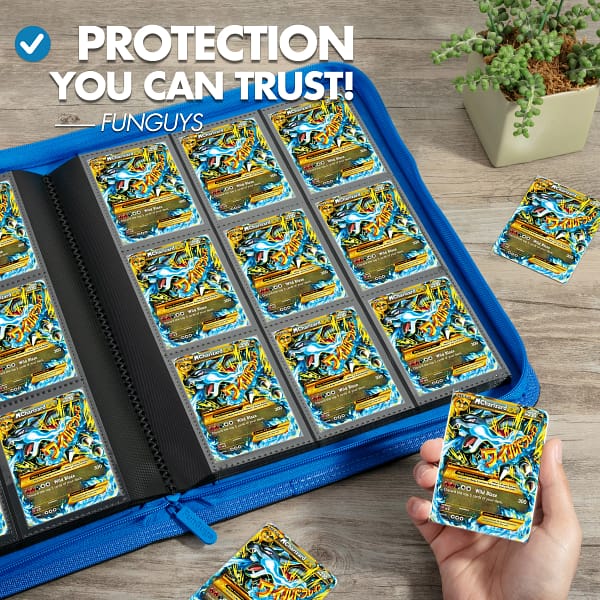 Trading Card 9 Pocket Side-Loading Binder - Black and Blue - Image 6