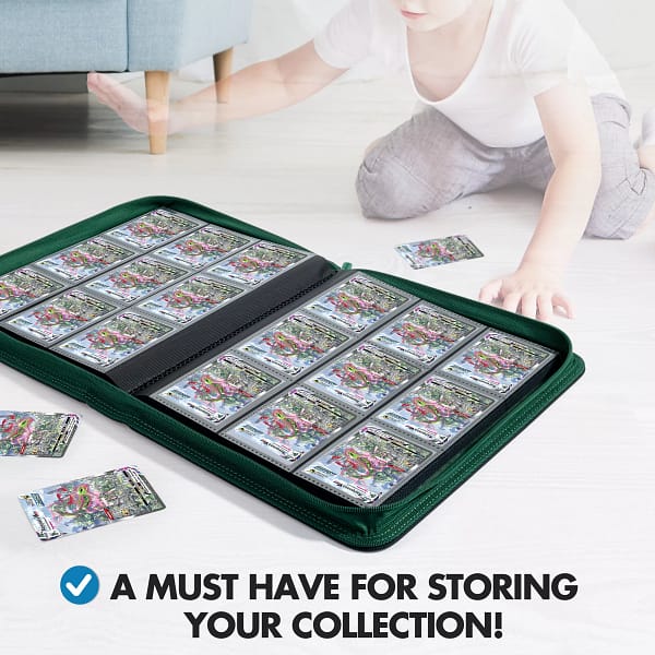 Trading Card 9 Pocket Side-Loading Binder - Black and Green - Image 5