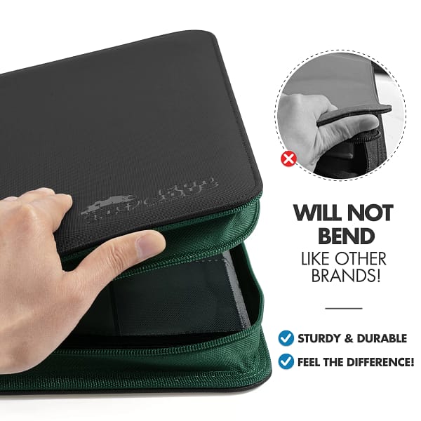 Trading Card 9 Pocket Side-Loading Binder - Black and Green - Image 7