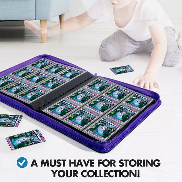 Trading Card 9 Pocket Side-Loading Binder - Black and Purple - Image 5
