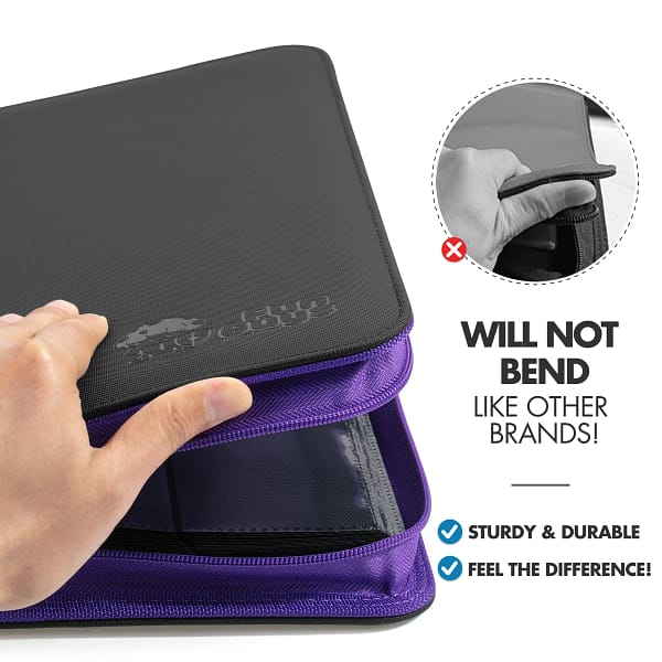 Trading Card 9 Pocket Side-Loading Binder - Black and Purple - Image 7