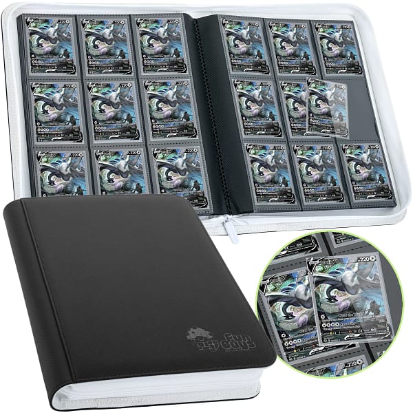 Trading Card 9 Pocket Side-Loading Binder - Black and White