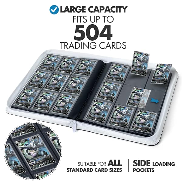 Trading Card 9 Pocket Side-Loading Binder - Black and White - Image 2