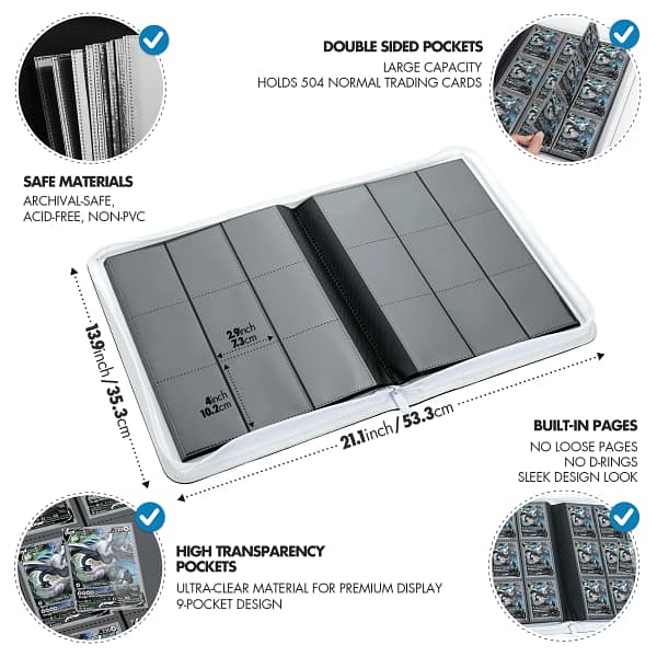 Trading Card 9 Pocket Side-Loading Binder - Black and White - Image 3