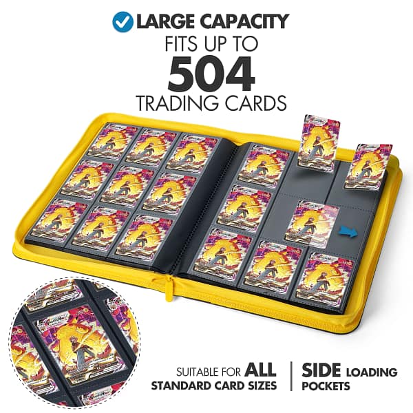 Trading Card 9 Pocket Side-Loading Binder - Black and Yellow - Image 2