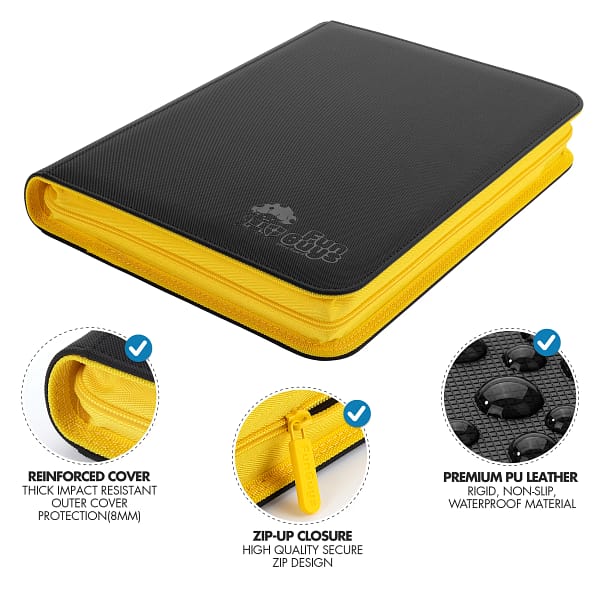 Trading Card 9 Pocket Side-Loading Binder - Black and Yellow - Image 4