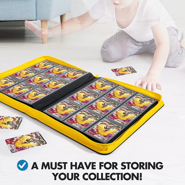 Trading Card 9 Pocket Side-Loading Binder - Black and Yellow - Image 5