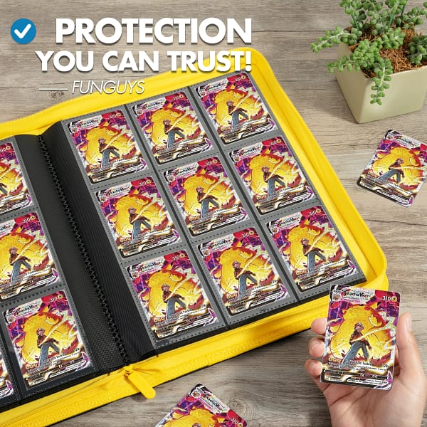 Trading Card 9 Pocket Side-Loading Binder - Black and Yellow - Image 6