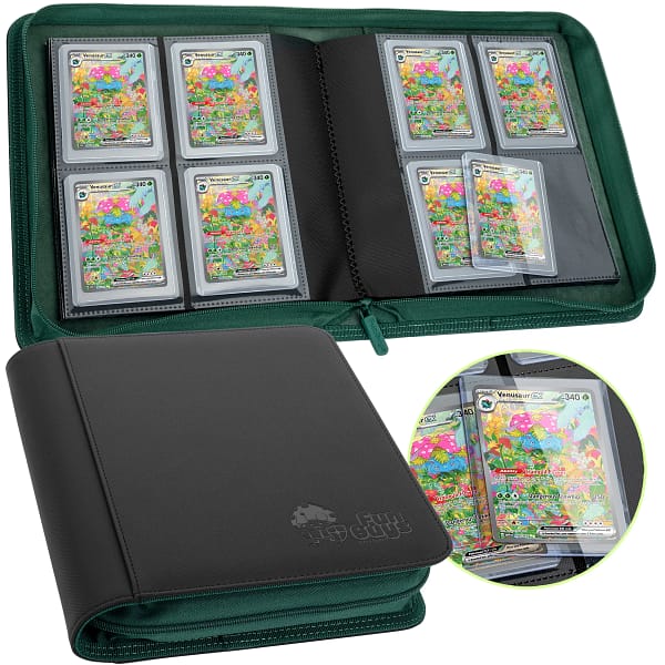Toploader 4 Pocket Side-Loading Binder - Black and Green