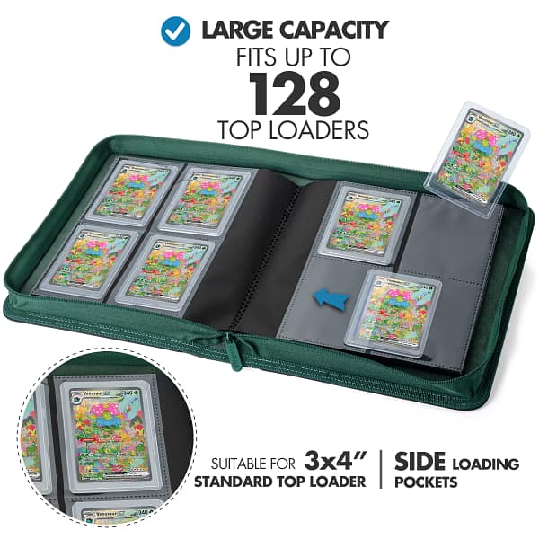 Toploader 4 Pocket Side-Loading Binder - Black and Green - Image 2