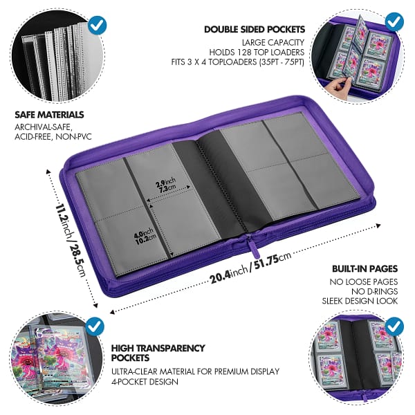 Toploader 4 Pocket Side-Loading Binder - Black and Purple - Image 3