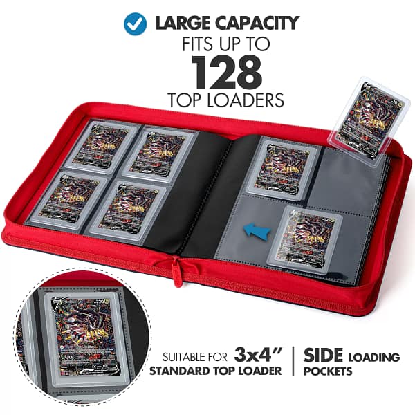 Toploader 4 Pocket Side-Loading Binder - Black and Red - Image 2
