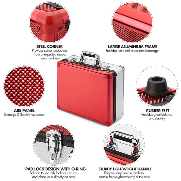 Toploader Trading Case - 3 Row - Red/Silver - Image 5