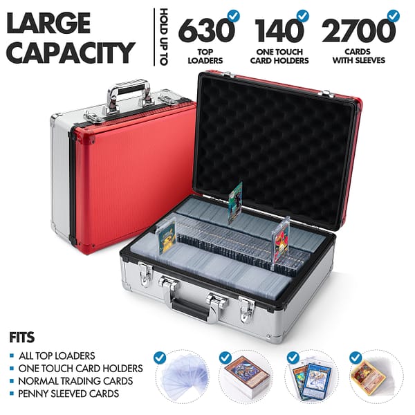 Toploader Trading Case - 3 Row - Red/Silver - Image 3